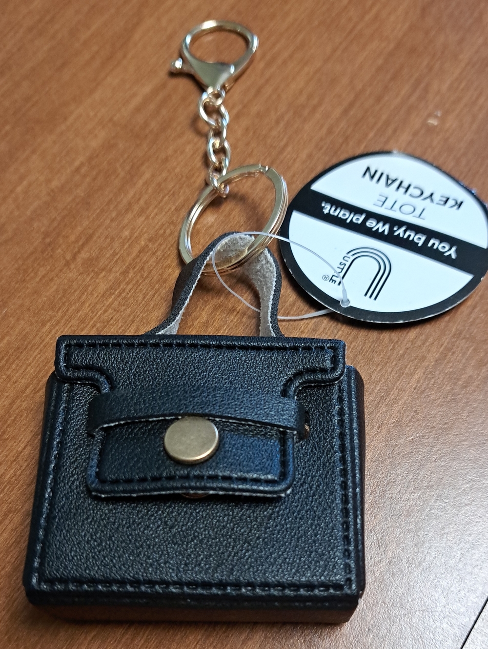 Black Mini Tote Key & Card Holder Keychain